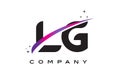 LG L G Black Letter Logo Design with Purple Magenta Swoosh