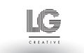LG L G Black and White Lines Letter Logo Design.