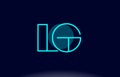 lg l g blue line circle alphabet letter logo icon template vector design