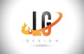 LG L G Letter Logo with Fire Flames Design and Orange Swoosh.