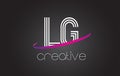 LG L G Letter Logo with Lines Design And Purple Swoosh.
