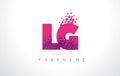 LG L G Letter Logo with Pink Purple Color and Particles Dots Design.
