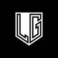 LG Logo monogram shield geometric black line inside white shield color design