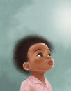 Drawing portrait of black african  child, ethnic family Royalty Free Stock Photo