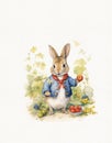 Watercolor vintage bunny drawing, easter bunny, woodland animal, illustration for children\'s room Royalty Free Stock Photo