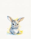 Drawing of a cute rabbit, yellow color, summer adventures of a rabbit