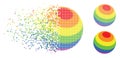 Dissolving Pixel Halftone LGBT Color Stripes Sphere Icon