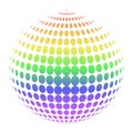 LGBT colored dots isolated on white background abstract sphere of round elements in various sizes and rainbow color