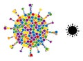 LGBT Colored Dotted Covid-19 Virus Icon Randomized Mosaic