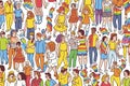 LGBT community. Seamless pattern with a group of people participating in a Pride parade. LGBTQ