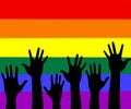 LGBT Community Silhouettes on Flag Background