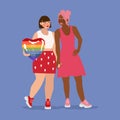 LGBT lesbian couple in love vector illustration