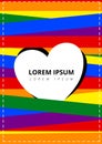 LGBT equality flag rainbow with white heart shape Valentin`s card