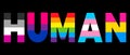 LGBT equality symbols. human slogan. human sign with lgbt flag isolated on black background. lettering inscription LGBT concept.