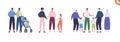 Lgbt family with child concept. Vector flat people illustration set. Gay man parents with kid and grandparent. African american Royalty Free Stock Photo