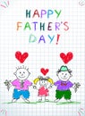 Lgbt Family. Happy Father Day Children Drawing Royalty Free Stock Photo