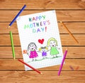 Lgbt Family. Happy Mothers Day Baby Kids Drawing