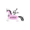 LGBT female lesbian unicorn icon in cartoon doodle style. Vector