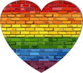 LGBT flag on a brick wall heart shape Royalty Free Stock Photo