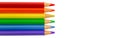 LGBT Flag design made with colored pencils. LGBT flag colors. Copy space. Red, orange, yellow, green, blue and purple - indigo. Co