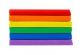 LGBT Flag made with soft pastels. LGBT flag colors. Isolated on white. Red, orange, yellow, green, blue and purple - indigo. Color