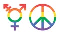 LGBT. Flat illustration of LGBT peace and vector icon for web. Rainbow Transgender Symbol - Colorful rainbow transgender Royalty Free Stock Photo
