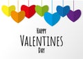 LGBT folding paper heart rainbow colors with Happy Valentines Day text