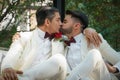 Lgbt gay bride and groom in wedding ceremony Royalty Free Stock Photo