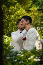 Lgbt gay bride and groom in wedding ceremony Royalty Free Stock Photo