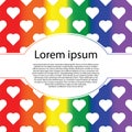 LGBT, gay and lesbian pride greeting card, poster with heart and oval text frame Valentine`s Day.