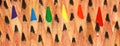 LGBT gay and lesbian rainbow flag colors represented with sharp colored pencils by Royalty Free Stock Photo