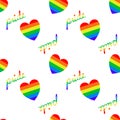 LGBT, gay, lesbian, transgender rainbow heart seamless vector. Pride month event rights for homosexual community. Illustration