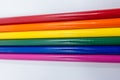 LGBT and Gay Pride rainbow colored pencils against a white background. Equality and Diversity concept - image Royalty Free Stock Photo