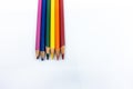 LGBT and Gay Pride rainbow colored pencils against a white background. Equality and Diversity concept - image