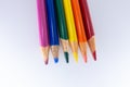 LGBT and Gay Pride rainbow colored pencils against a white background. Equality and Diversity concept - image Royalty Free Stock Photo