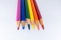 LGBT and Gay Pride rainbow colored pencils against a white background. Equality and Diversity concept - image Royalty Free Stock Photo