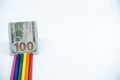 LGBT and Gay Pride rainbow colored pencils with against a white background. Equality and Diversity concept - image