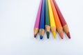 LGBT and Gay Pride rainbow colored pencils against a white background. Equality and Diversity concept - image