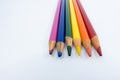 LGBT and Gay Pride rainbow colored pencils against a white background. Equality and Diversity concept - image Royalty Free Stock Photo