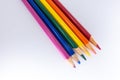 LGBT and Gay Pride rainbow colored pencils against a white background. Equality and Diversity concept - image Royalty Free Stock Photo