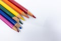 LGBT and Gay Pride rainbow colored pencils against a white background. Equality and Diversity concept - image Royalty Free Stock Photo
