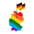 LGBT Germany. Map of Deutschland and flag. European Union country permission of same-sex marriages