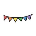 LGBT hand-drawn doodle garland. Colored flags