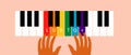 LGBT Hands on Piano Keys, LGBTQ Achievements, Flat Vector Stock Illustration with Musician Hands as a Concept of LGBT People Royalty Free Stock Photo