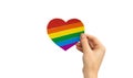 LGBT heart isolated on a white background. Pride month, lesbian and gay rights concept photo Royalty Free Stock Photo