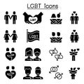 LGBT, Homosexual, gay, lesbian icon set