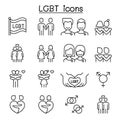 LGBT, Homosexual, gay, lesbian icon set in thin line style Royalty Free Stock Photo