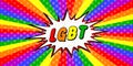 LGBT horizontal pop art banner, rays and halftone effect, vector community of lesbian, gay, bisexual, and transgender