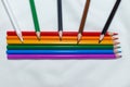 Lgbt and human rights minimal concept, a pencils like a LGBT flag,  on white background Royalty Free Stock Photo