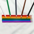 Lgbt and human rights minimal concept, a pencils like a LGBT flag,  on white background Royalty Free Stock Photo